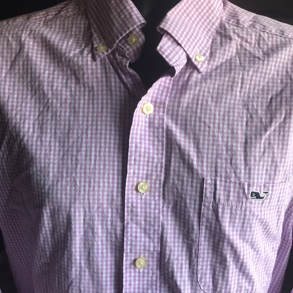 🚨B2G1 VINEYARD VINES Lilac White Striped Button Up - Picture 1 of 5